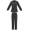 Women's Quick Drying Fabric Solid Color V-neck Pocket Long Sleeve Pants Set Workwear