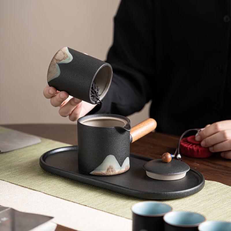 Su's Ceramic Hand-painted 'Rivers & Mountains' Kung Fu Tea Set