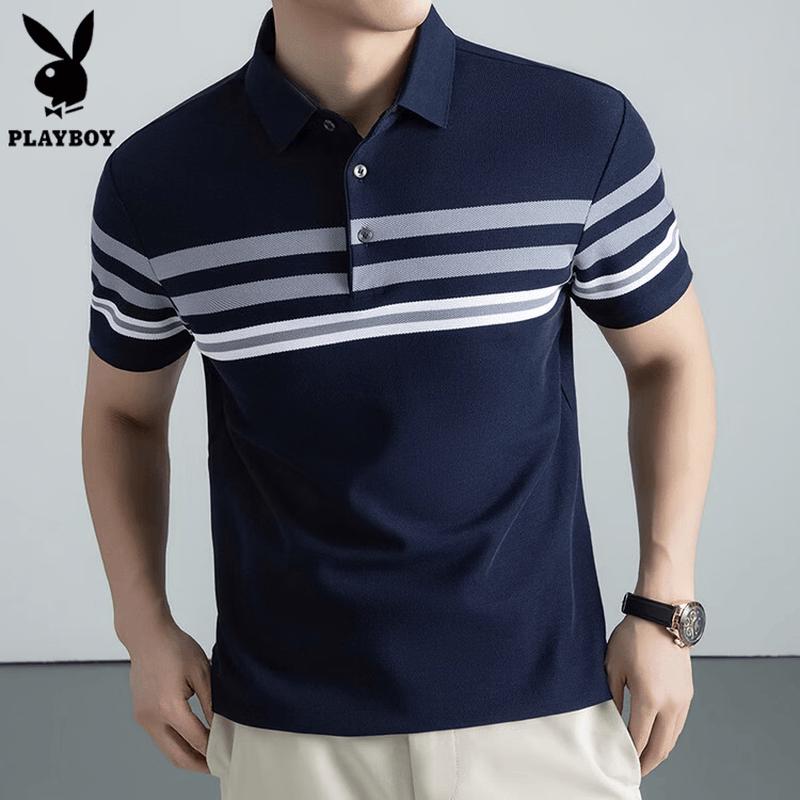 PLAYBOY Men s Striped Quick-Dry Polo Shirt 50