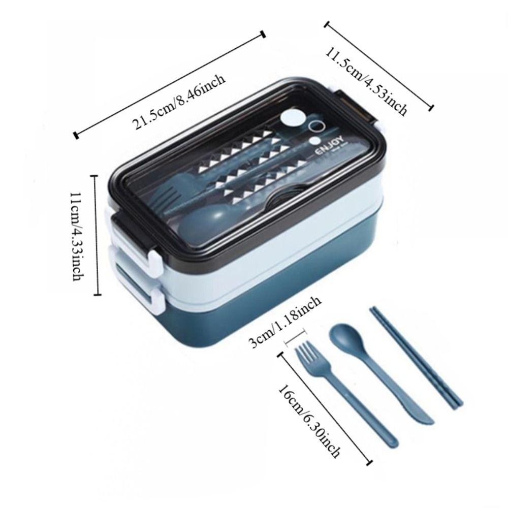 Microwaveable Double-layer Lunch Box with Tableware Picnic Food Box  Office Worker