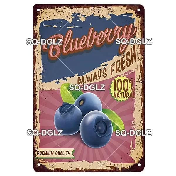 Fruits Metal Sign Bar Wall Decoration Tin Sign Vintage Metal Sign Vegetables Painting Plaques Art Fruit Poster
