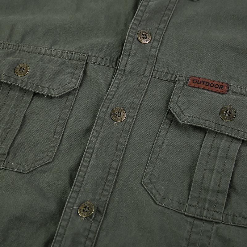 Men's Long Sleeve Cotton Shirt: 2024 Spring & Autumn Casual Loose Outdoor Workwear Jacket