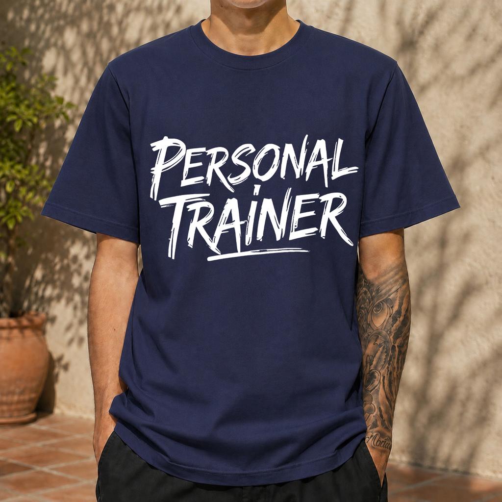 2026 New Pure Cotton Tshirt Fitness Personal Trainer Print Casual Short Sleeve