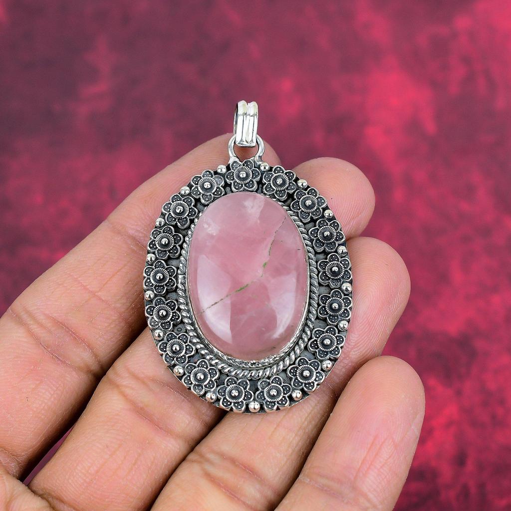 Rose Quartz Gemstone 925 Solid Sterling Silver Jewelry, Handmade Glorious Silver Jewelry Gift For Women