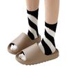 Diagonal Striped Personalized Hole Socks for Women, Mid-calf Socks, Cotton Spring Sweat-absorbing Striped Thigh-high Socks