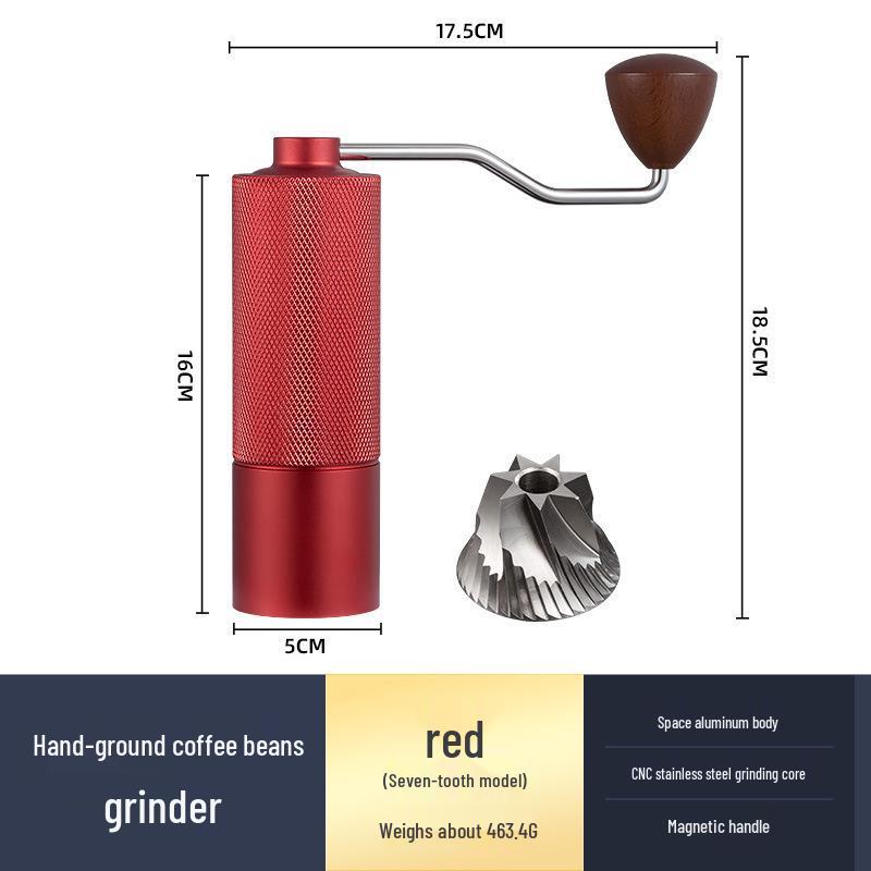 Portable Hand-cranked Coffee Grinder with 304 Stainless Steel and Wood Grain Finish