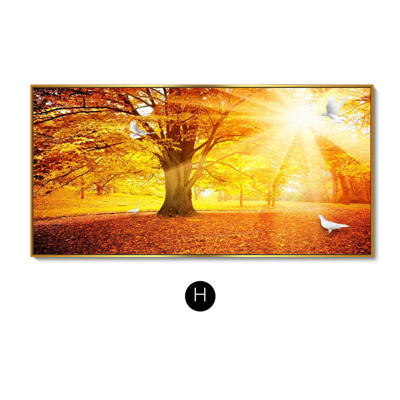 Neue Chinesische Goldene Meile Leinwand Malerei Wand Kunst Gelb Gold Baum Straße Poster Drucke für Wohnzimmer Schlafzimmer Dekoration Cuadros