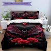 3pcs Bat Heart Roses Duvet Cover Set - Includes 1 Duvet Cover and 2 Pillowcases, No Quilt Core, All-Season Home Decor yy251111086