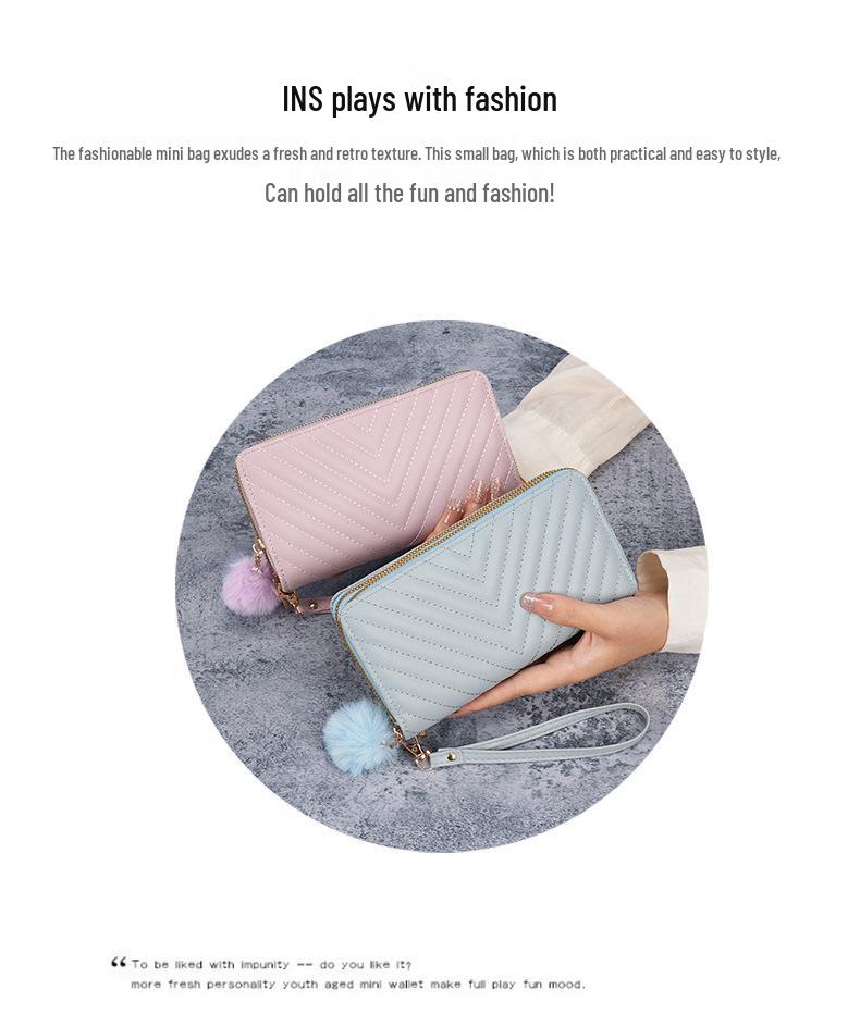 Women's Embroidered Long Wallet Clutch, 2024 Korean Summer/Autumn Edition, with Multi-Card Slots