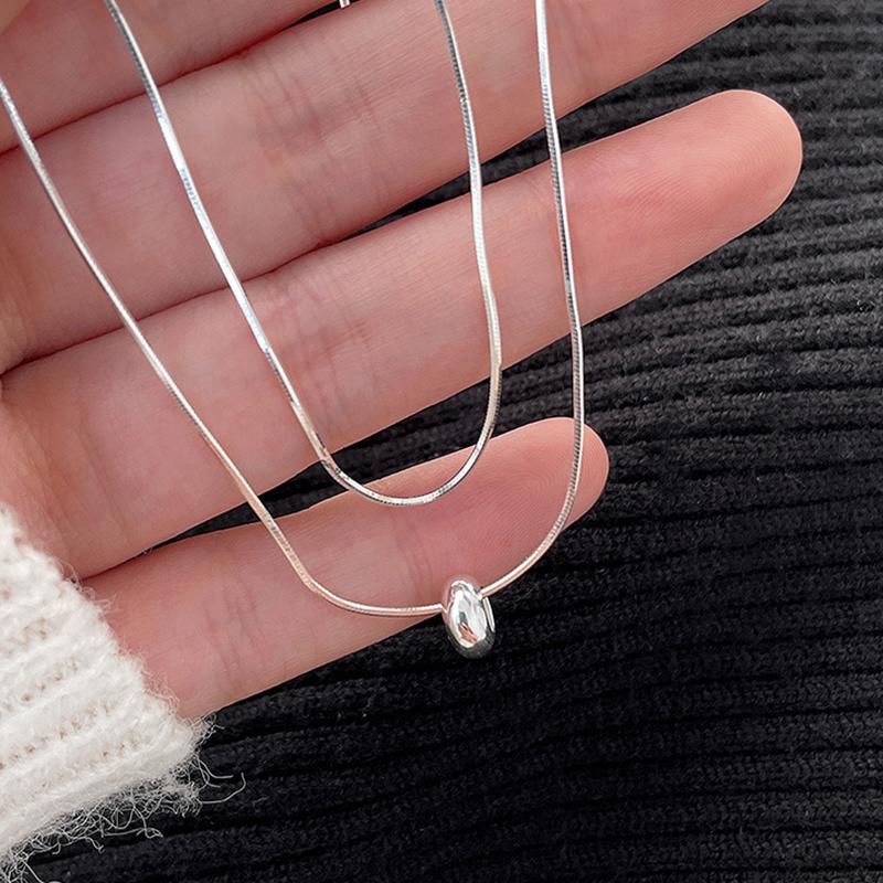 New 925 Sterling Silver Necklace Simple Personality Charm Women's Pendant Geometric Shape Choker Birthday Gift Exquisite Jewelry