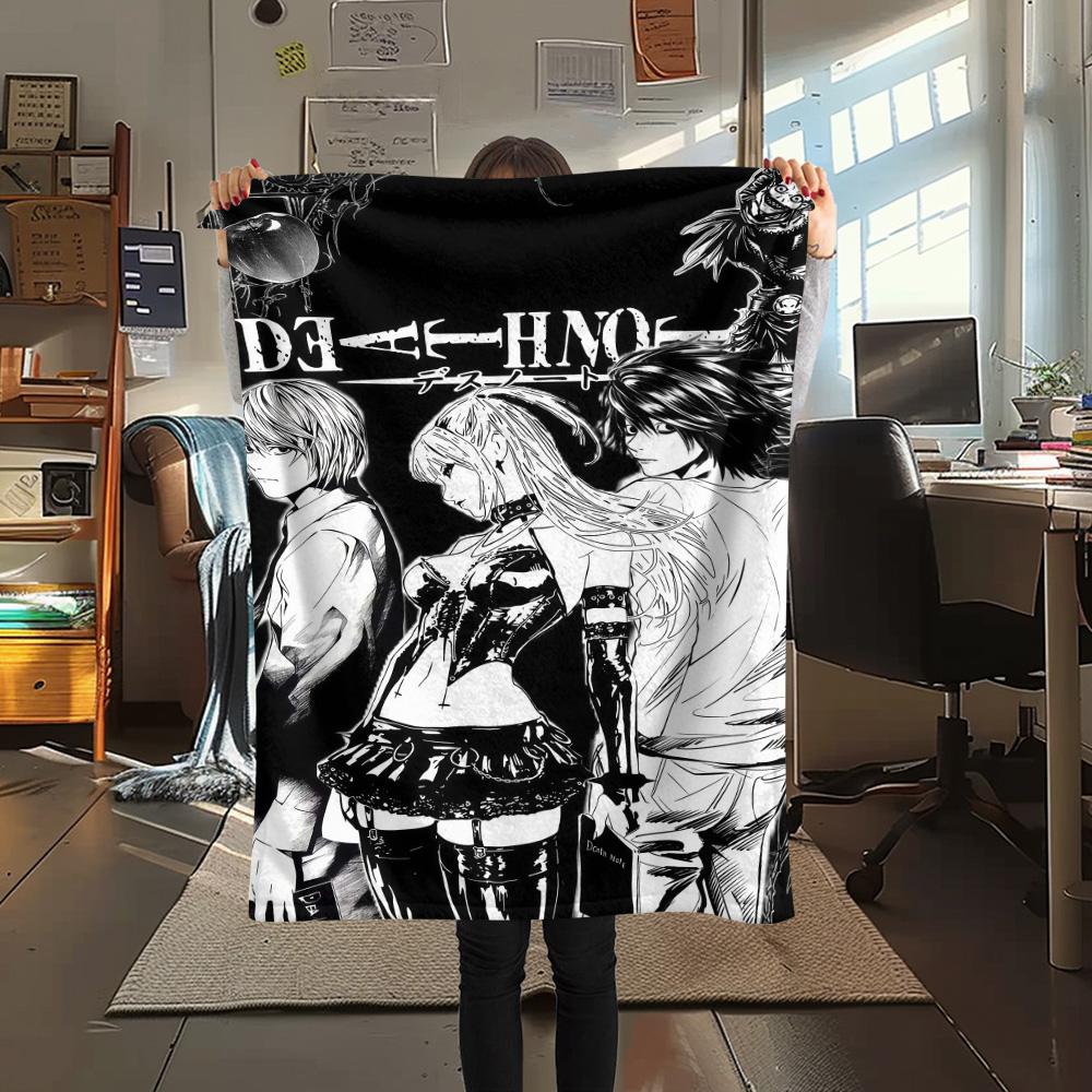 1Pc Death Note Anime Print Flannel Blanket High Quality Warm Comfortable Cover for All Seasons Perfect for Gifts Home Decor