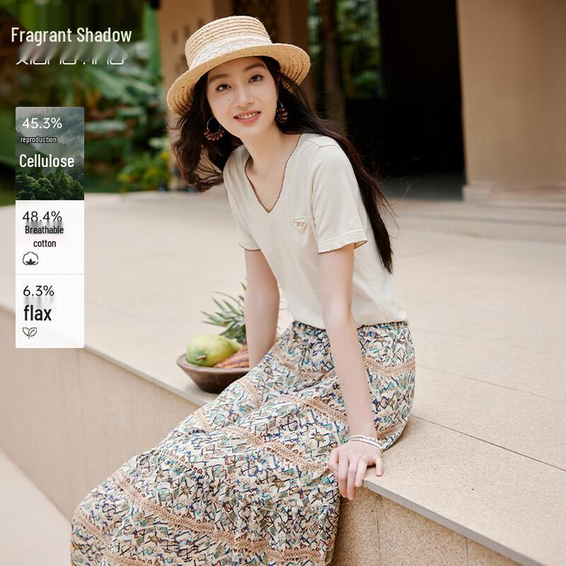 Women s V-Neck Short Sleeve Summer Top L