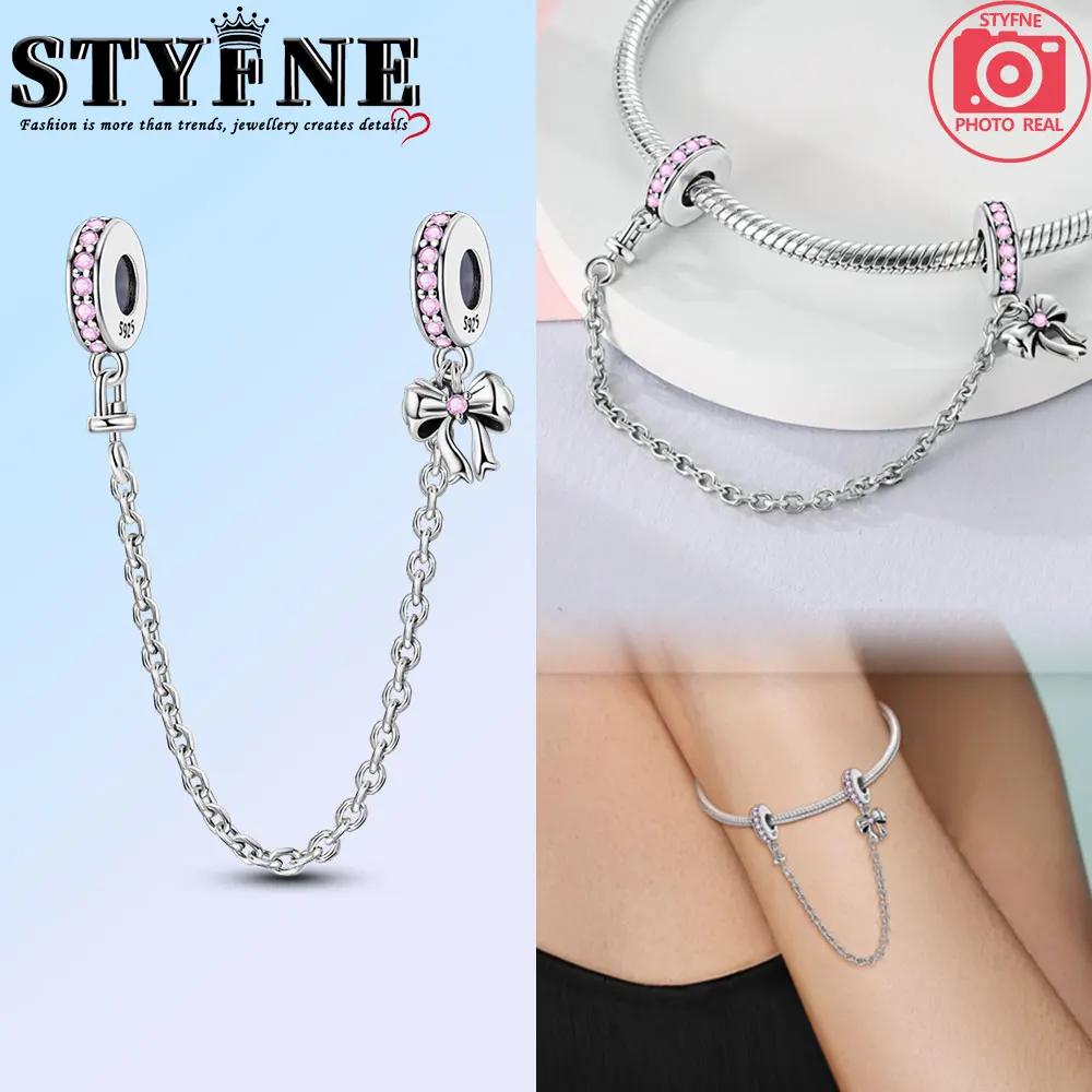 Copper Bow Charms Copper Pink Heart-Shaped Bow Pendants Charms Beads Fit Original Bangle Bracelets Diy Jewelry