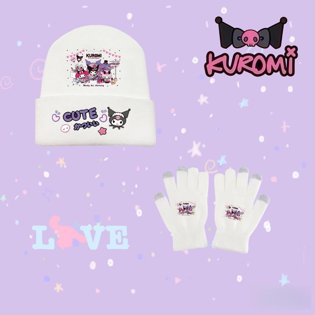 Kuromi Knit Hat & Gloves Set for Teens - Warm, Stylish & Fun