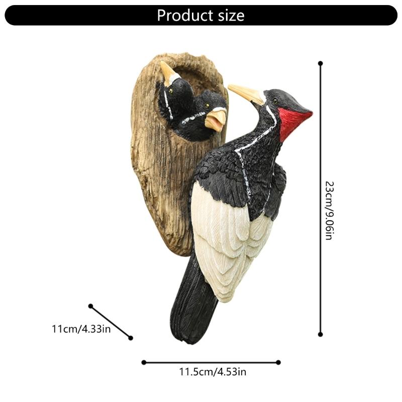 Woodpecke Sculpture Outdoor Bird Statue Resin Hanging Bird Figurines Outdoor Trees Huggers Decors for Lawn Ornament