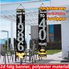 1Set 2D Flat 40th Birthday Banners, Black Gold Diamond Design, Perfect for Indoor & Outdoor 40th Birthday Party Decorations