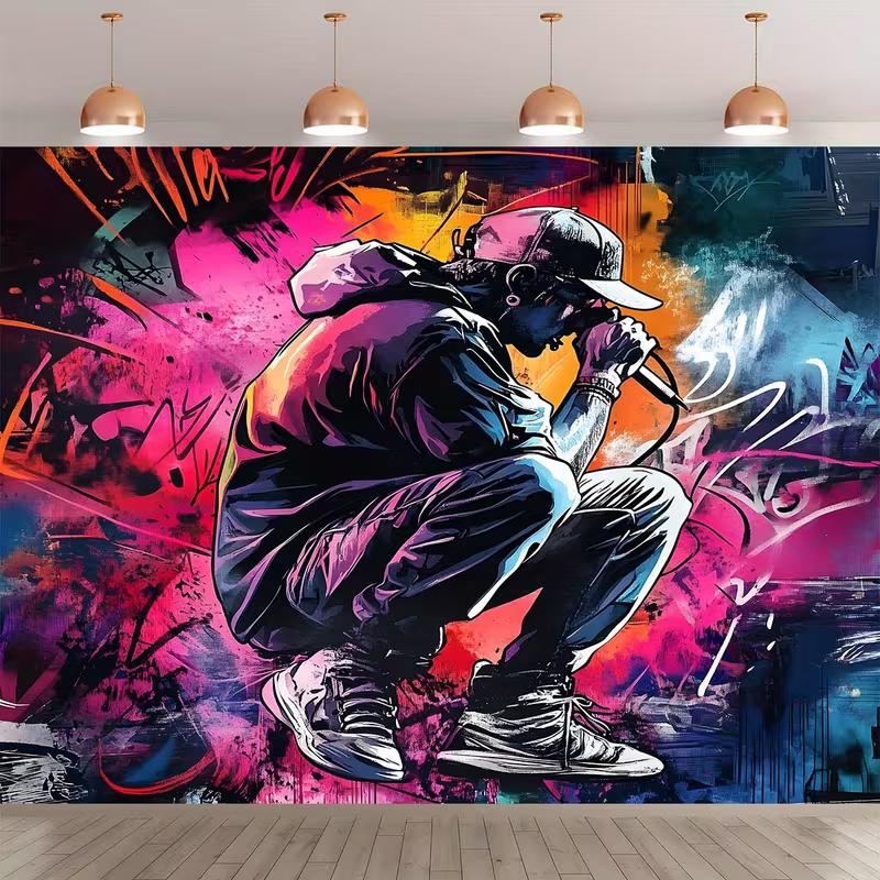 

2D Colorful Hip Hop Background for Photo Shoots and Studio Spaces 47.2x31.5inch/120*80cm