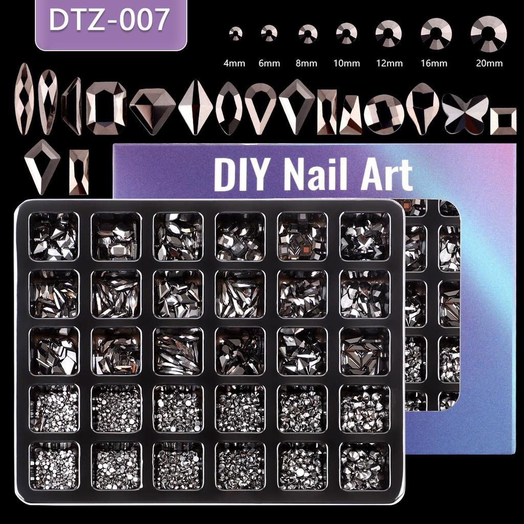 Nail Art 30 Grid Boxed Nail Art Flat Bottom Special-Shaped Diamond Transparent Ab Big Red Nail Rhinestone Nail Art Jewelry