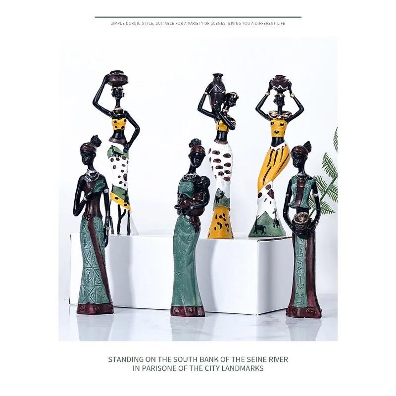 3er Pack Harzornamente Schwarze Figurenstatuen Exotische Afrikanische Frau Figuren Vintage Sammlerstücke Kunsthandwerk Heim Büro Dekor