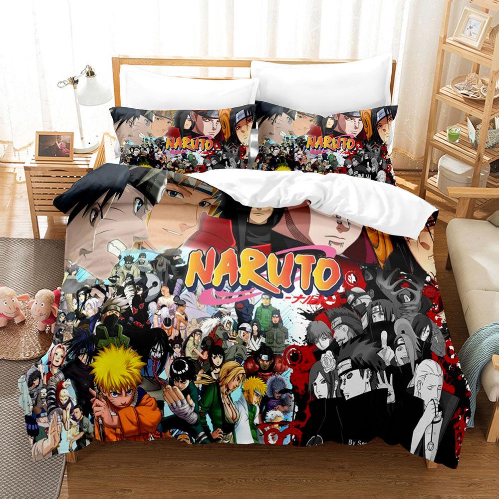 3D Printed Bedding Three-Piece Set, Anime, Naruto Sasuke