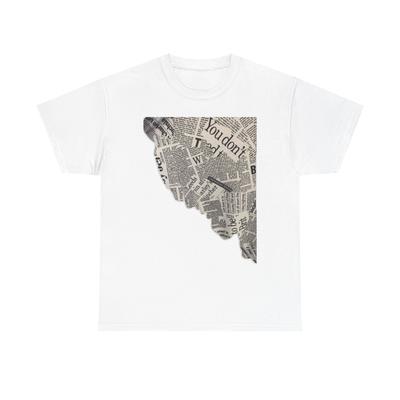 Newspaper Collage T-Shirt | Vintage Typography Silhouette