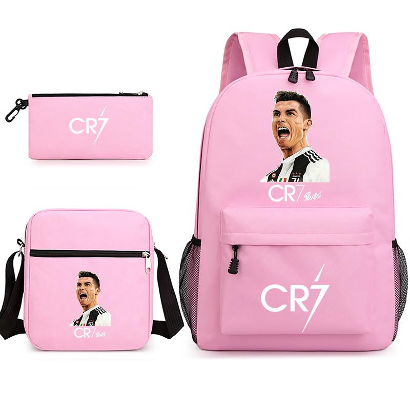 Large Capacity Schoolbag with Shoulder Strap; Student Three-piece Pencil Case Set