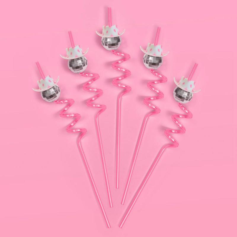 6/12 st Discokula Cowboyhatt Sugrör Bröllopsfest Bröllopsdekorationer 70-tals Disco Födelsedagsfest Dricksugrör