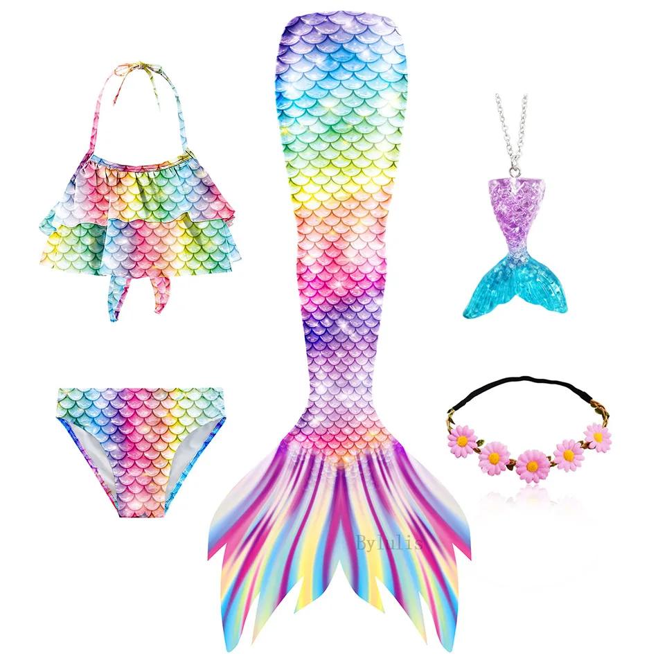 New The Little Mermaid Tails Ariel Memaid Swimsuit Bikini Bathing Suit Halloween Costume Girls Can Add Monofin for Pool Swim