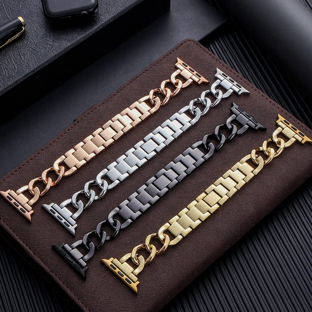 Metallic Chain Strap for Apple Watch Band 45mm 41 49 38 40 44 46 42mm Watchband for IWatch Series 4 5 6 7 8 se 9 10 11 12 Ultra 3