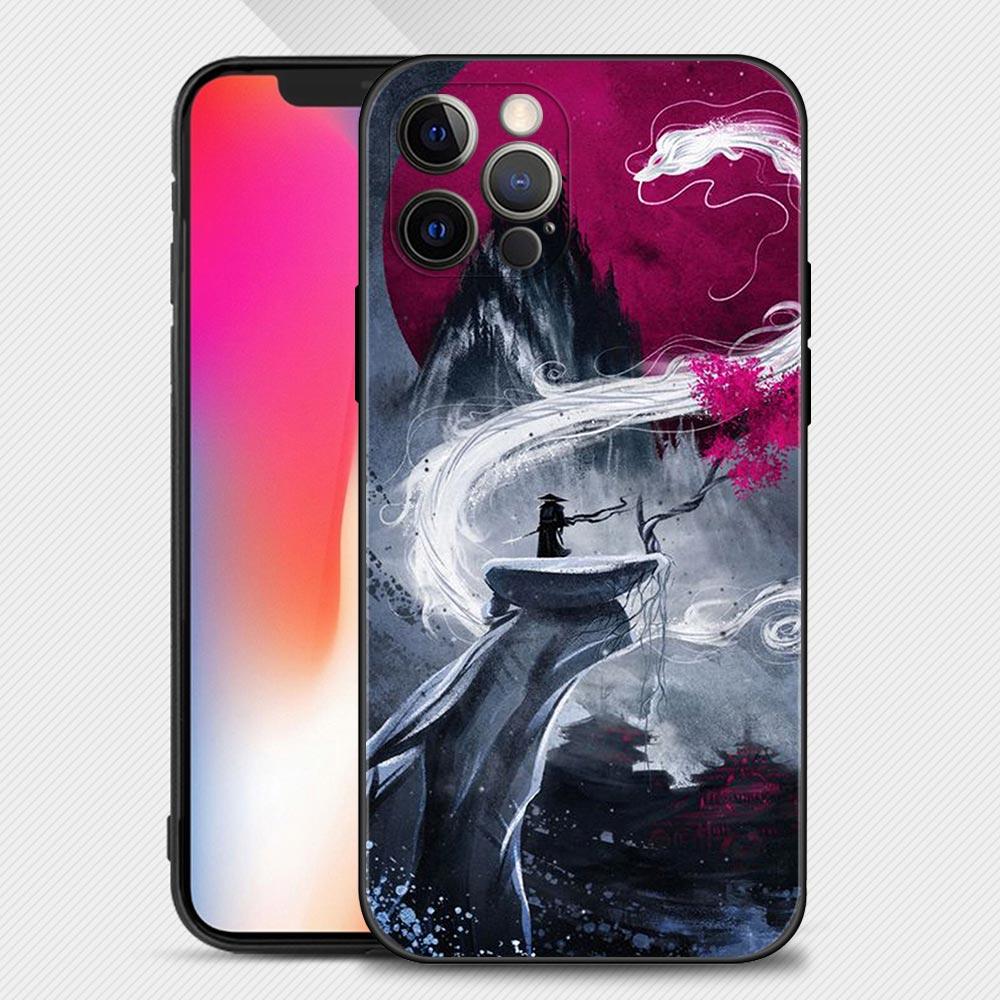 Landscape Ink Samurai Art Phone Case Cover Coque For Iphone Xiaomi Mi Samsung Galaxy Redmi Note A S 11 12 13 14 15 22 23 24 5G Pro Plus Max Fe Ultra
