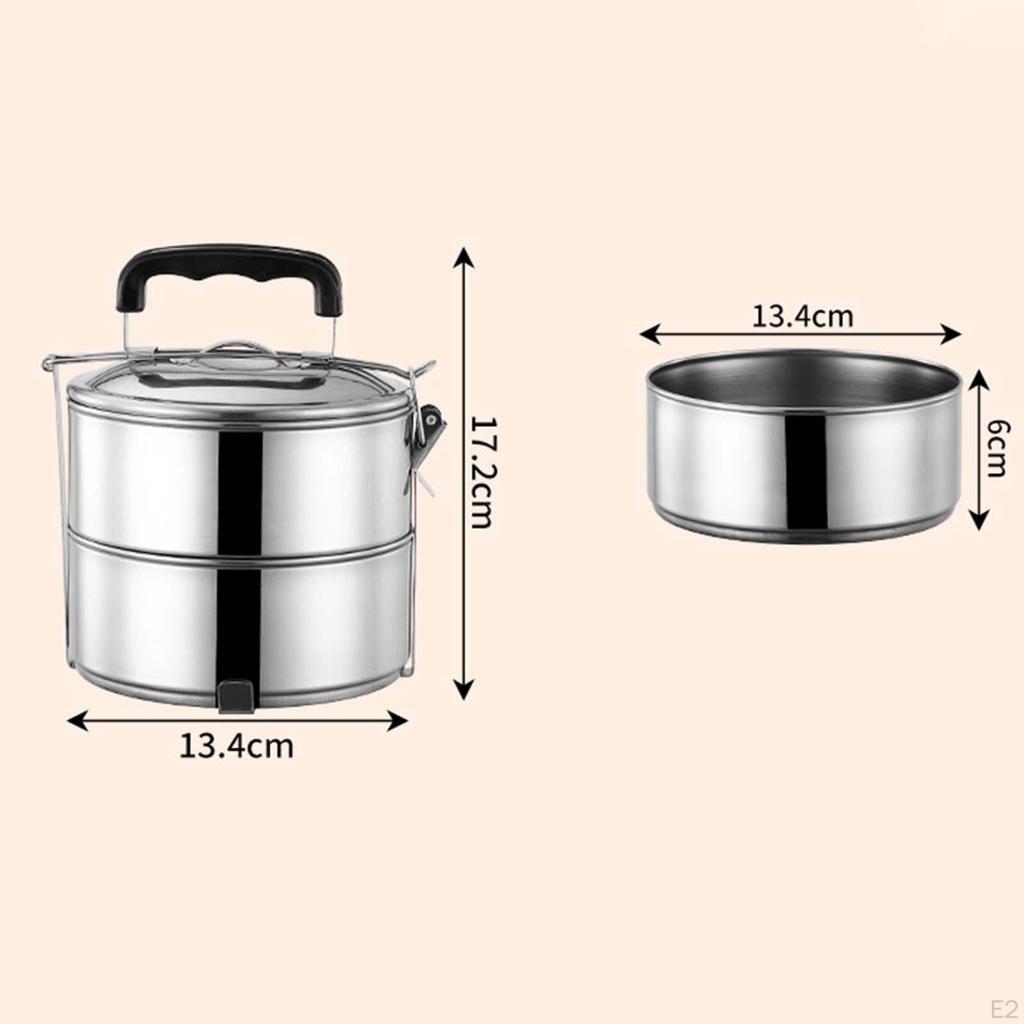 Lunch Box Impilabile per Adulti con Manico, Contenitore Bento in Acciaio Inossidabile per Microonde,