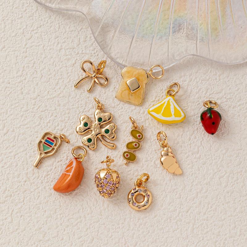 Trendy Four Leaf Clover Fruit Croissant Pendant For Diy Jewelry Making Ecklace Earring Hanging Accessories