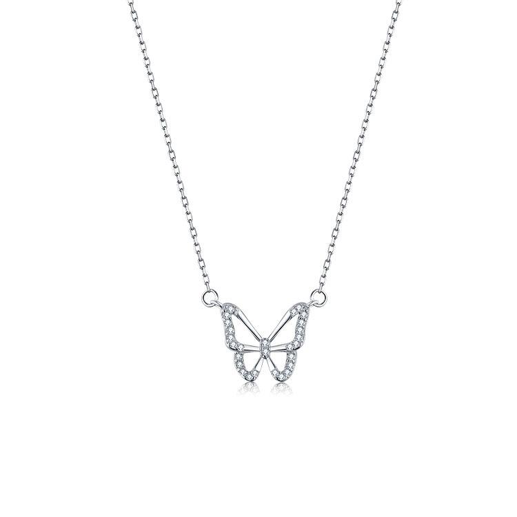 S925 Sterling Silber Schmetterling Halskette Damen