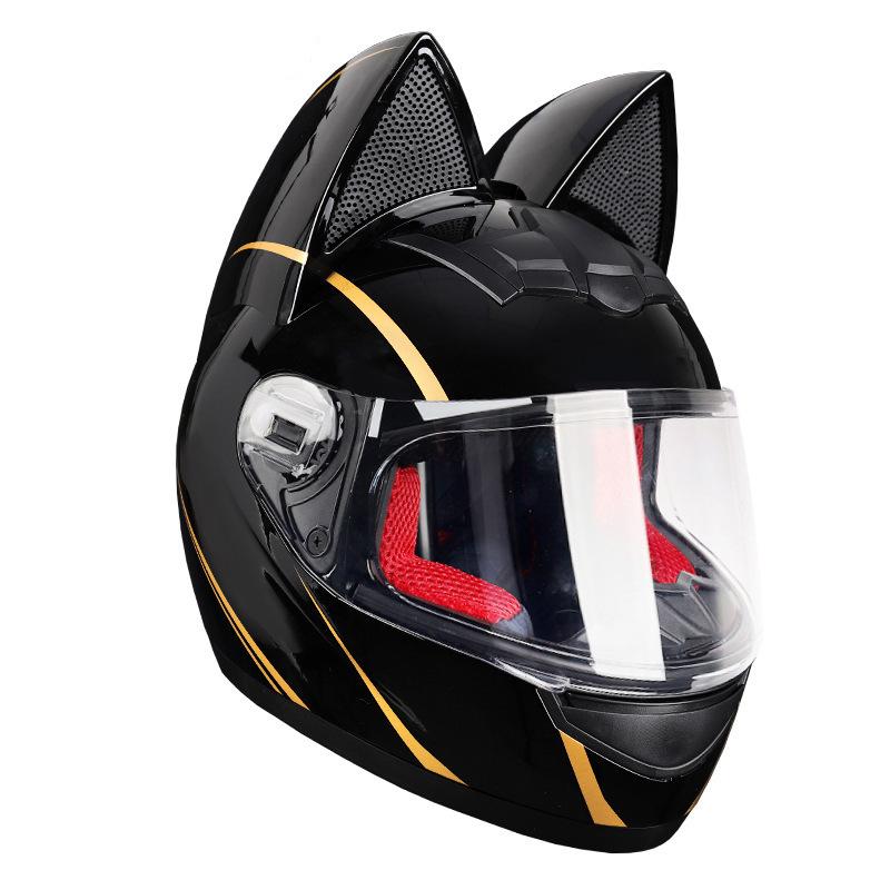 Motorcycle helmets men's and women's winter warm full helmets personalized cat ears electric vehicle helmets hard hats
