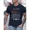 European Size [Dog Dad Pattern Print T-Shirt] Men's Humorous Dog Dad Graphic T-Shirt, Crew Neck Casual Tee with Slight Stretch, Knit Cotton Fabric
