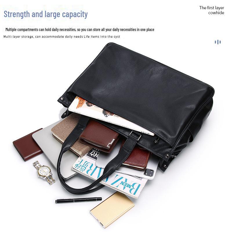 Große Business-Aktentasche und Tragetasche aus echtem Leder für Herren