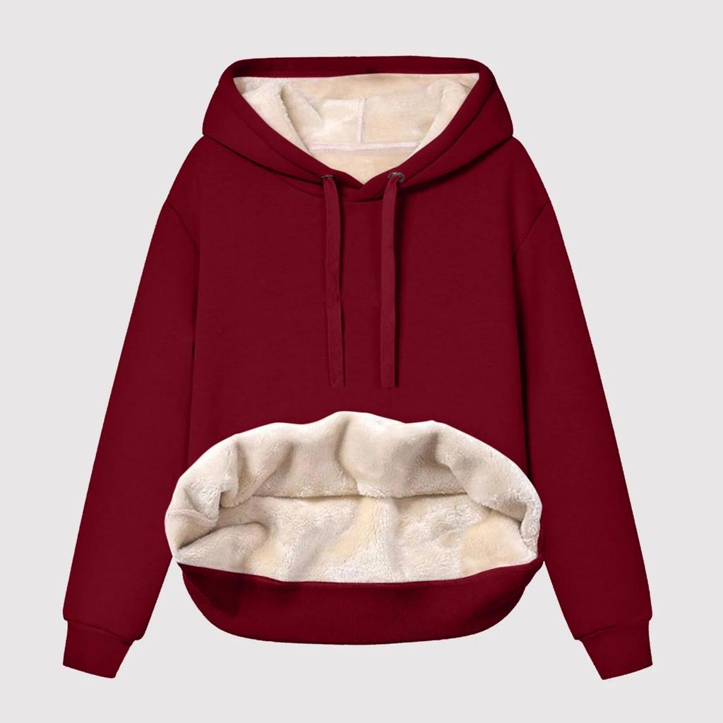 Sudadera Cálida de Felpa para Mujer con Forro Polar Invierno Manga Larga Cálida Terciopelo Jerséis Reversibles Sudaderas Para Mujer Ropa de Casa