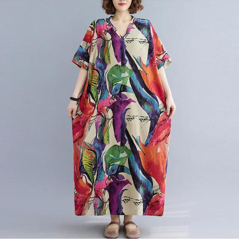 

Summer Dress for Women Clothing Long Dress Fashion Clothes Cotton Vintage Harajuku Elegant Streetwear Maxi Beach Dresses One Size