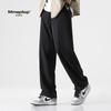 MMOPTOP Japanese-Style Draping Ice Silk Thin Casual Pants for Men, Spring And Summer Loose Straight-Leg Trousers, Black, Size L