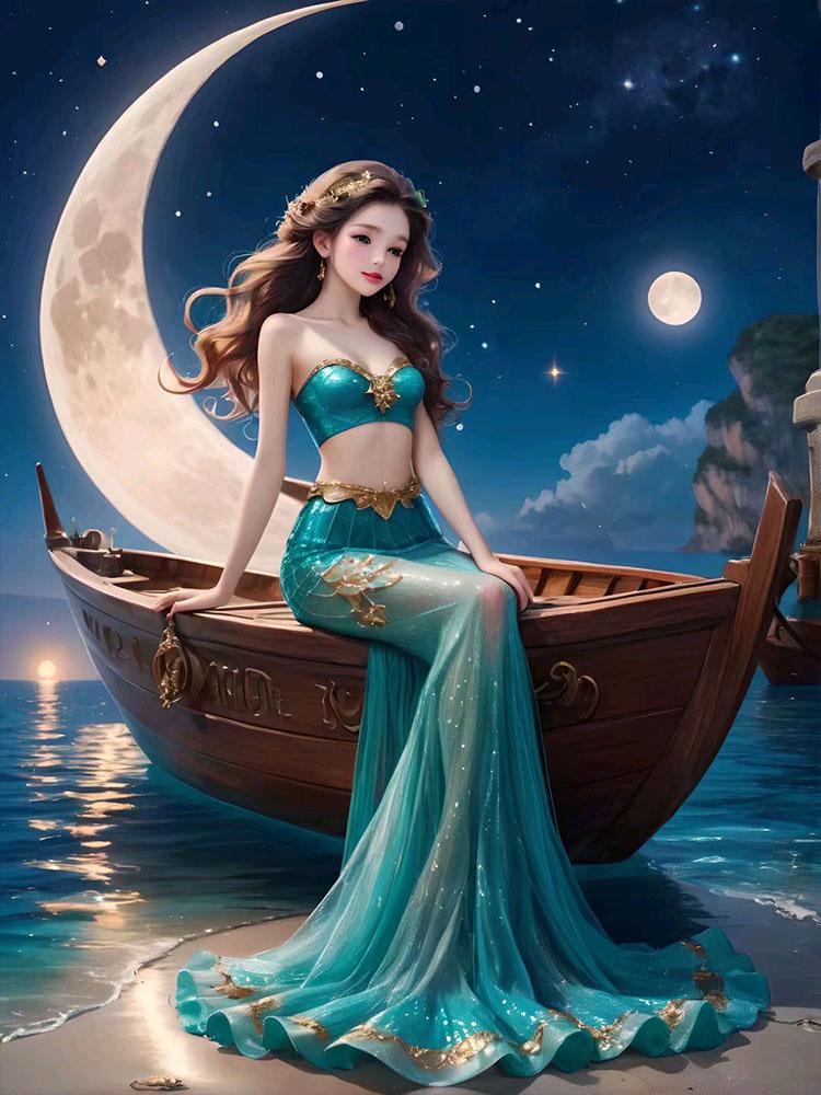 

5D DIY Алмазная вышивка Абстрактное искусство Алмазная картина нарисованная русалка Картина Вышивка крестом алмазная мозаика Новое настенное искусство Full Round 20x30CM