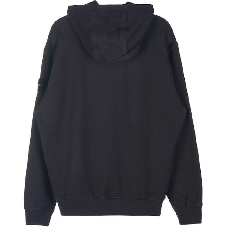 Stone Island Compass Patch Hooded Long Sleeve Sweatshirt Men sweatshirt Black 771561820-V0065