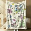 Sanrio Hello Kitty Plush Flannel Blanket Lightweight Throw Pink Gingham Apple Blanket Bed Sofa Cover School Office Nap Shawl