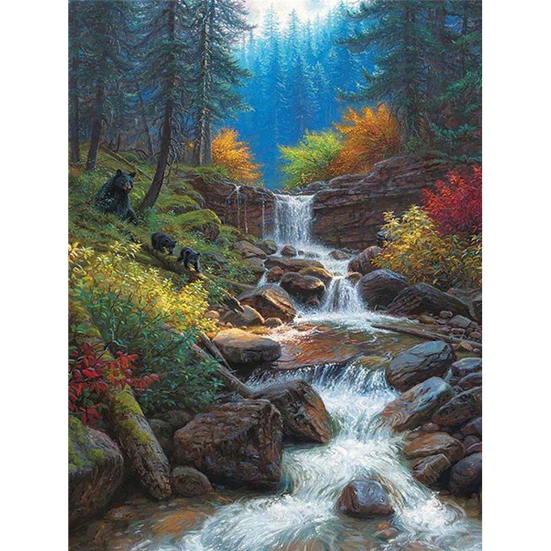 5D Diamond Painting Full Drill Square Waterfall Diamond Embroidery Sale  Rhinestones Pictures Diamond Art