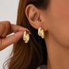 Metallic Glossy Double-Layer Curved Earrings for Women, European and American Trendy Fashion, Unique Niche Design, Travel Photography Earrings