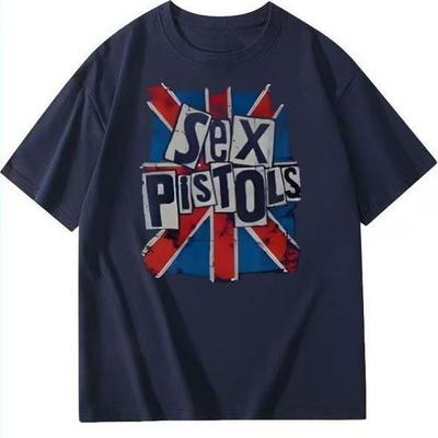 Punk Párty Extáze Sex Pistols Union Jack Krátký Zpátky do školy Sezóna Čtyřbarevný Volný Čistá Bavlna Krátký rukáv Jednodílný