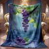 Cozy Grape-Themed Flannel Blanket Featuring a Soft, High-Definition Digital Print. This Cooling Blanket Is Suitable for All Seasons, Making It an Idea