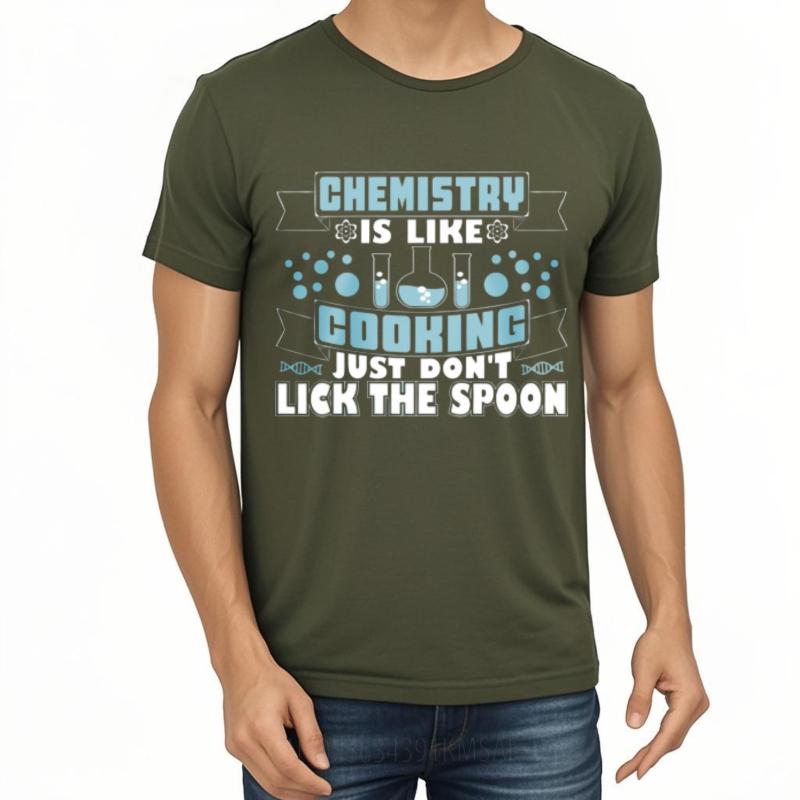 Soft Unisex Crew Neck Tshirt Vintage Chemistry Is Like Cooking Just Dont Lick The Spoon Trendy Unisex Tees Cheap Tshirt Black