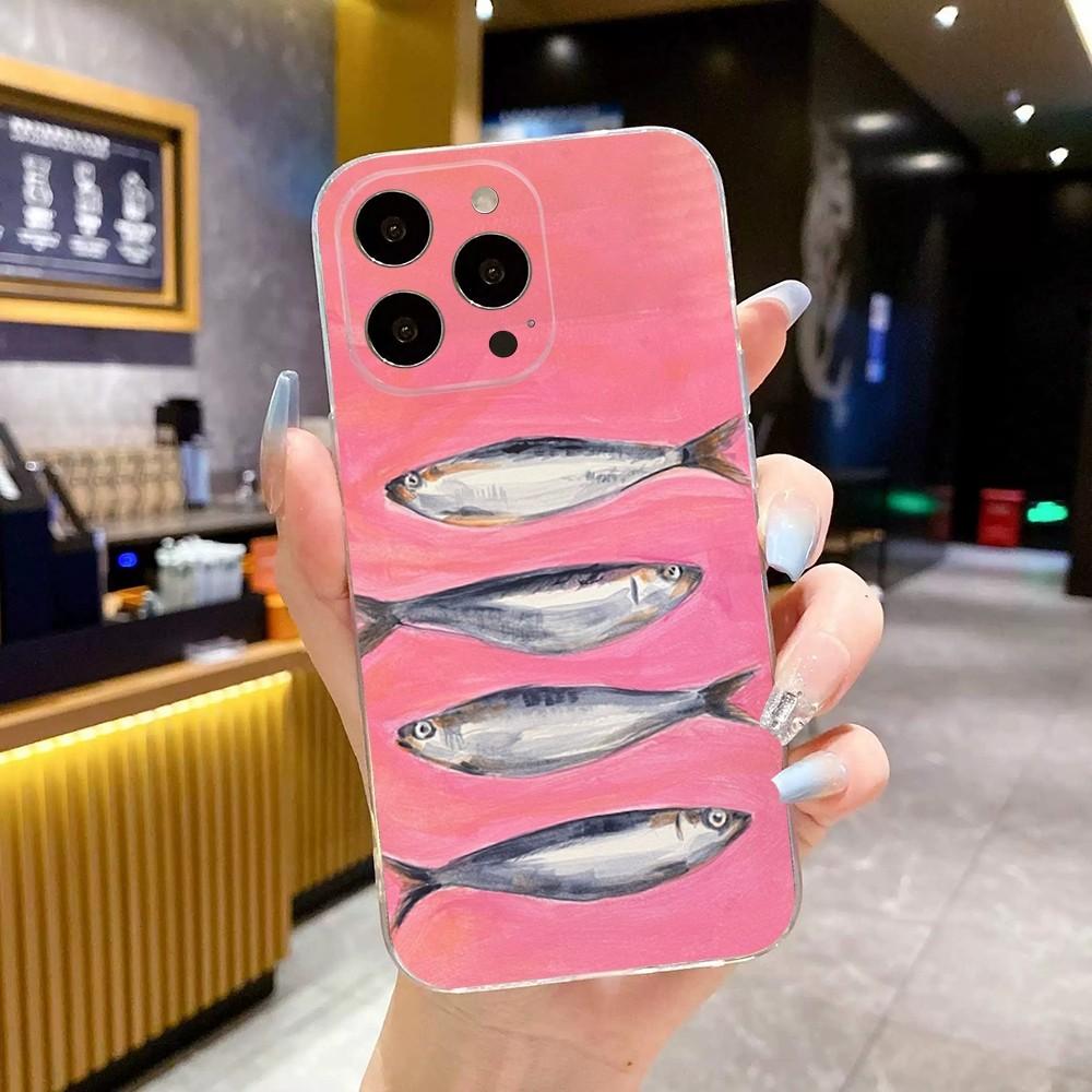 Funny Sardine Pattern Phone Case For iPhone 17 16 15 14 13 12 11 Pro Max Mini SE 7 8 Plus 17E Shockproof Non-Slip Soft Cover