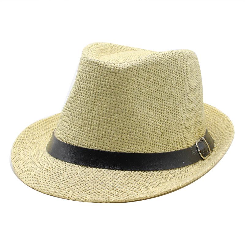 Summer Straw Hat, Beach Hat, Summer Straw Woven Belt Top Hat, Crimped British Hat, Jazz Hat, Men'S Custom Seaside Sun Hat