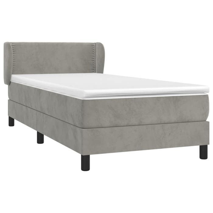 Maison Exclusive - Sommier à lattes de lit et matelas Gris clair 90x190 cm Velours